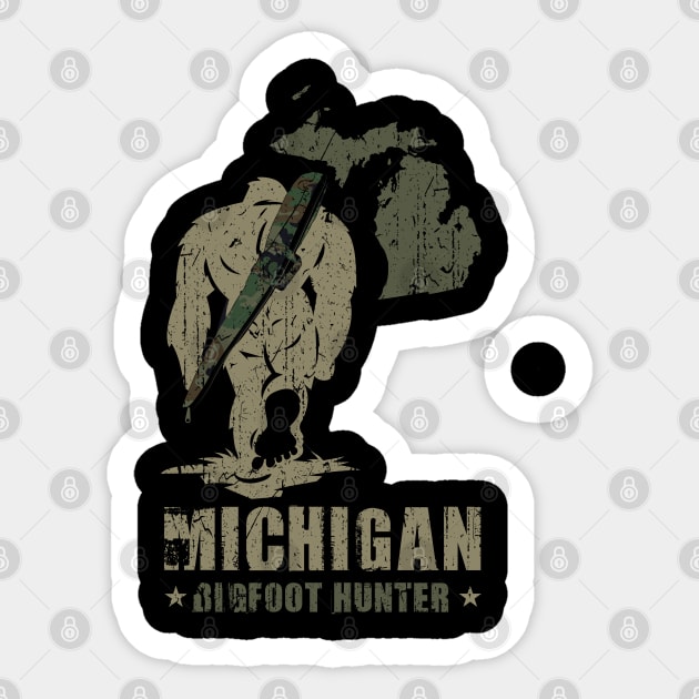 Michigan Bigfoot Hunter - Funny Sasquatch Sticker by Tesszero